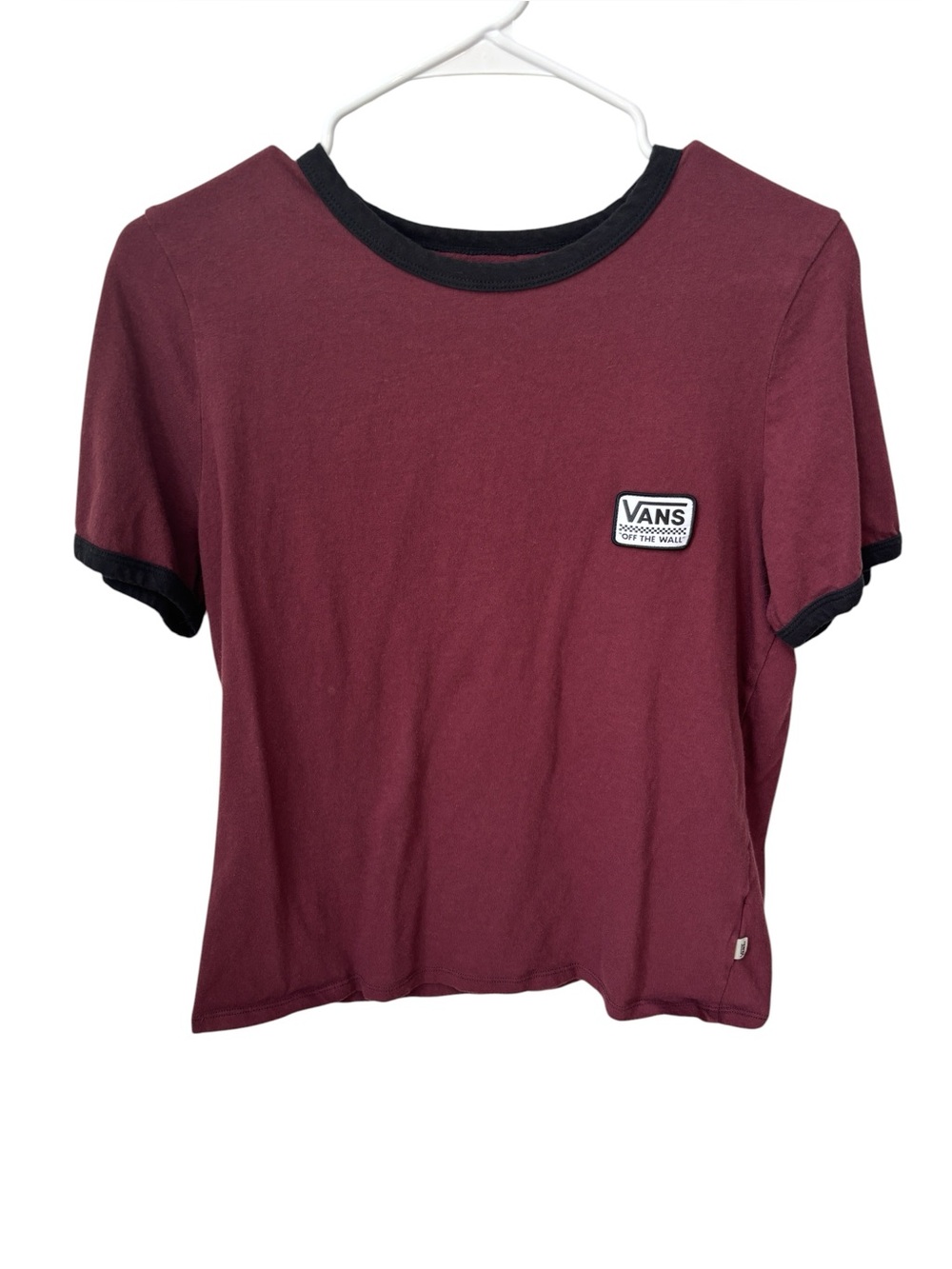 VANS Crew Neck Cropped T Shirt Women’s Size XL Burgundy Skater Streetwear
